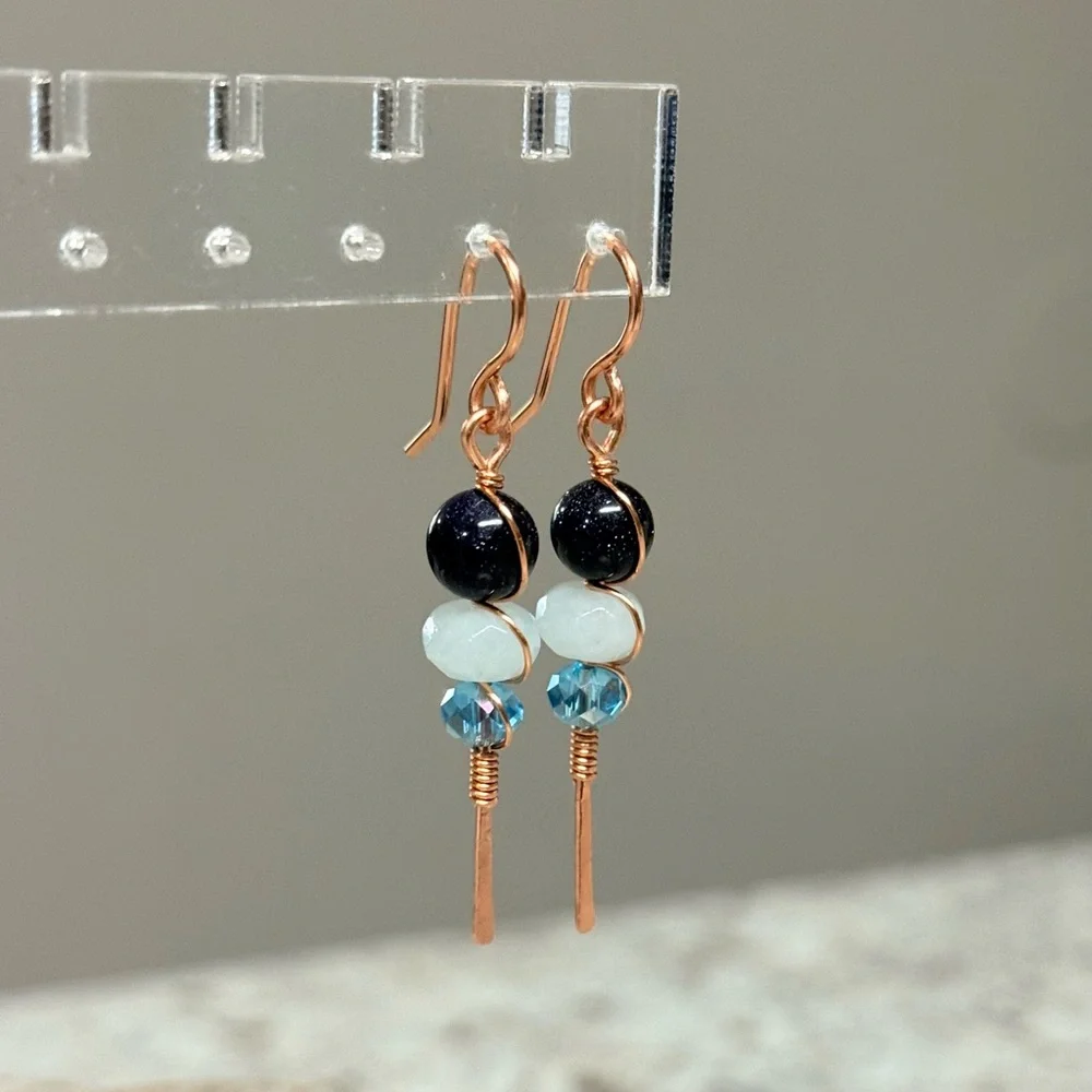 Blue Bubbles Tiered Gemstone Dangle Earrings